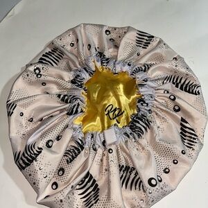 Stylish yellow and Black satin Hair Bonnet